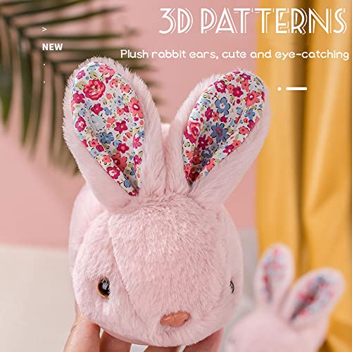 Fadezar Toddler Rabbit Winter Slippers - Soft Plush Indoor Bunny Slippers for Girls & Boys Grey Slippers Cover Heel Pink 5-6 toddler CN 140 - Image 3