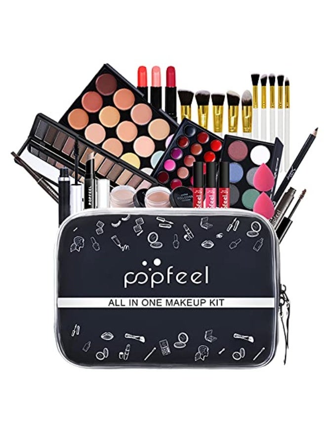 popfeel Creamoon All in One Multipurpose Makeup Kit for Women Full Kit, Beauty Kit Include Lipstick Set Eye Shadow Eyebrow Pencil Lip Gloss Cosmetic Brush Eye Makeup(20 Pcs)(993A4LV6O12NG1150X3Q1PQ8) - Image 1