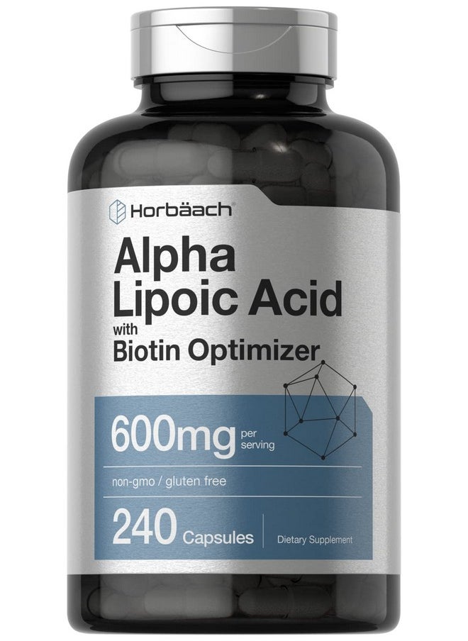 Horbaach Horbäach Alpha Lipoic Acid 600mg | 240 Capsules | with Biotin Optimizer | Non-GMO and Gluten Free Supplement  - Image 1