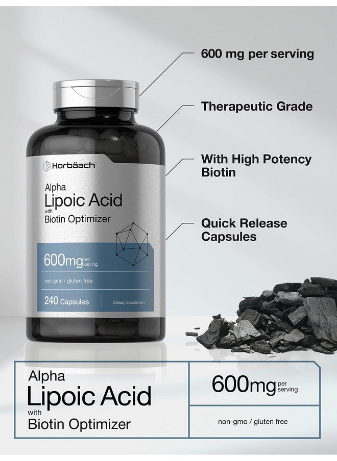 Horbaach Horbäach Alpha Lipoic Acid 600mg | 240 Capsules | with Biotin Optimizer | Non-GMO and Gluten Free Supplement  - Image 3