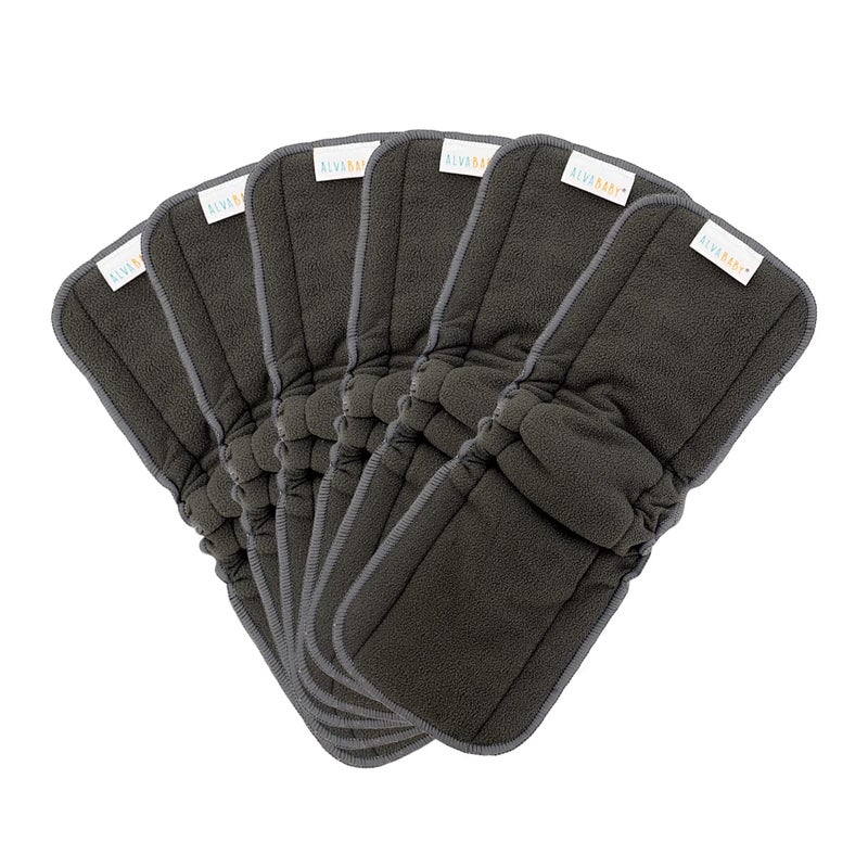 ALVABABY أ inserts القابلة لإعادة الاستخدام من ALVABABY 4 طبقات 6 عبوات مع جوانب لحفاضات القماش وأغطية حفاضات القماش 6FLN - Image 1