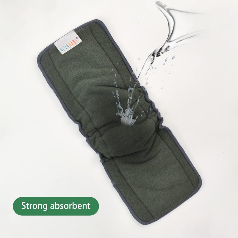 ALVABABY أ inserts القابلة لإعادة الاستخدام من ALVABABY 4 طبقات 6 عبوات مع جوانب لحفاضات القماش وأغطية حفاضات القماش 6FLN - Image 3
