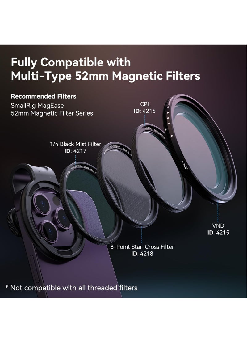 Excefore 52mm Magnetic Filter Adapter Ring, Quick Release Magnet Upgraded Phone Lens Filter Ring ，for iPhone 15/14/13/12 for Galaxy series - Image 5