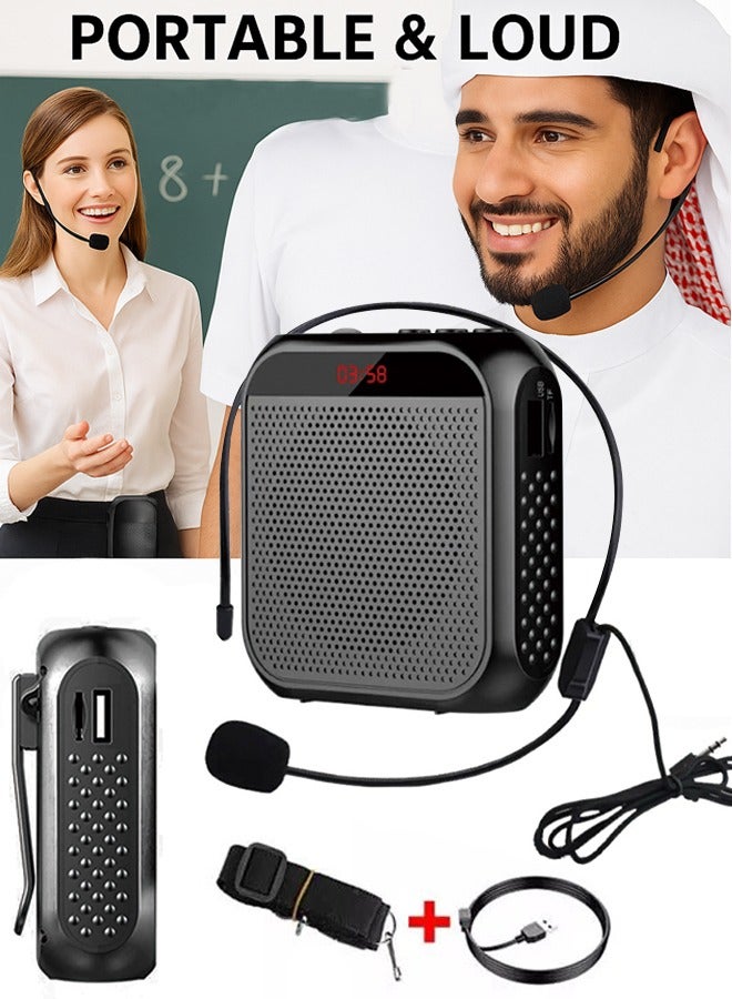 Portable Voice Amplifier for Teachers, 2200mAh Rechargeable Speaker, Wired Microphone Headset for Teachers, Training, Meeting, Tour Guide, Yoga, Classroom - Image 1