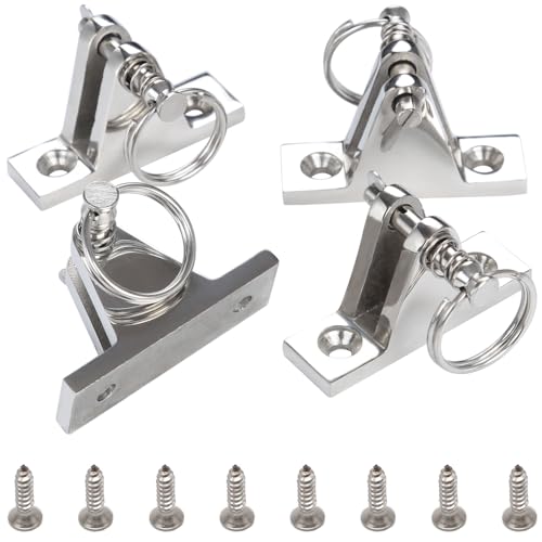 VTurboWay 4 Pack Bimini Top Deck Hinge with Pin and Ring, 316 Stainless Steel, Free Installation Screws - Image 1