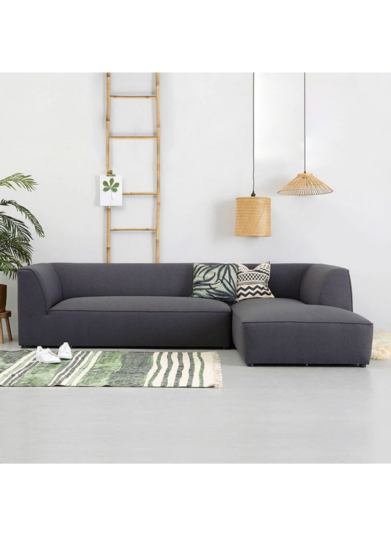 KARNAK Liza 2 Pieces Velvet Fabric Sectional L-Shape Trendy Sofa-Charcoal  - Image 1