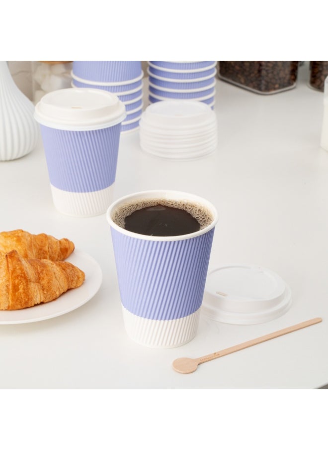 Restaurantware Restaurantware 12 Ounce Ripple Wall Disposable Coffee Cups, 500 Insulated Midnight Light Purple Paper Tumblers with Rolled Rim Design, Lids Sold Separately for Hot Drinks like Tea, Hot Chocolate and More  - Image 4