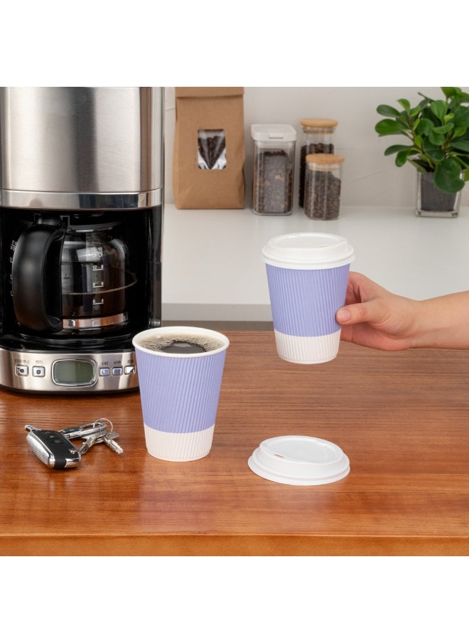 Restaurantware Restaurantware 12 Ounce Ripple Wall Disposable Coffee Cups, 500 Insulated Midnight Light Purple Paper Tumblers with Rolled Rim Design, Lids Sold Separately for Hot Drinks like Tea, Hot Chocolate and More  - Image 5