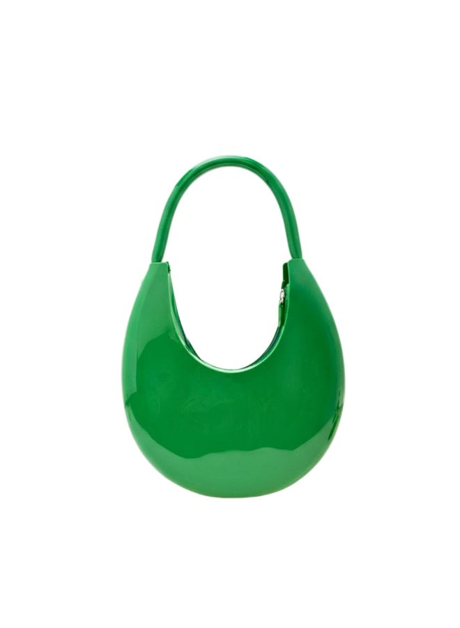 Havnor Women's Crescent Jelly Clutch Bag, Glossy PVC Top Handle Purse with Zipper - Image 1