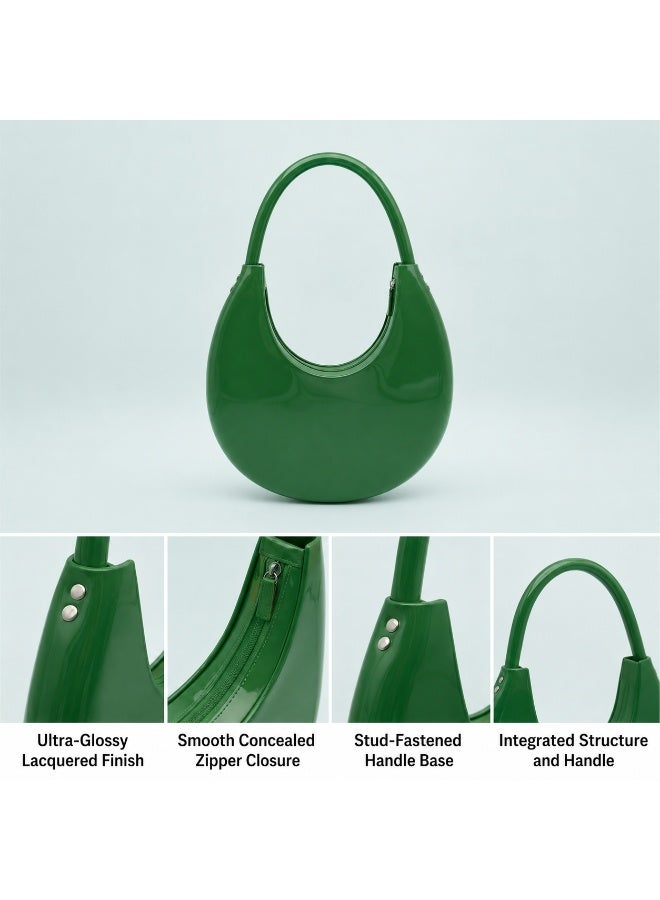 Havnor Women's Crescent Jelly Clutch Bag, Glossy PVC Top Handle Purse with Zipper - Image 4