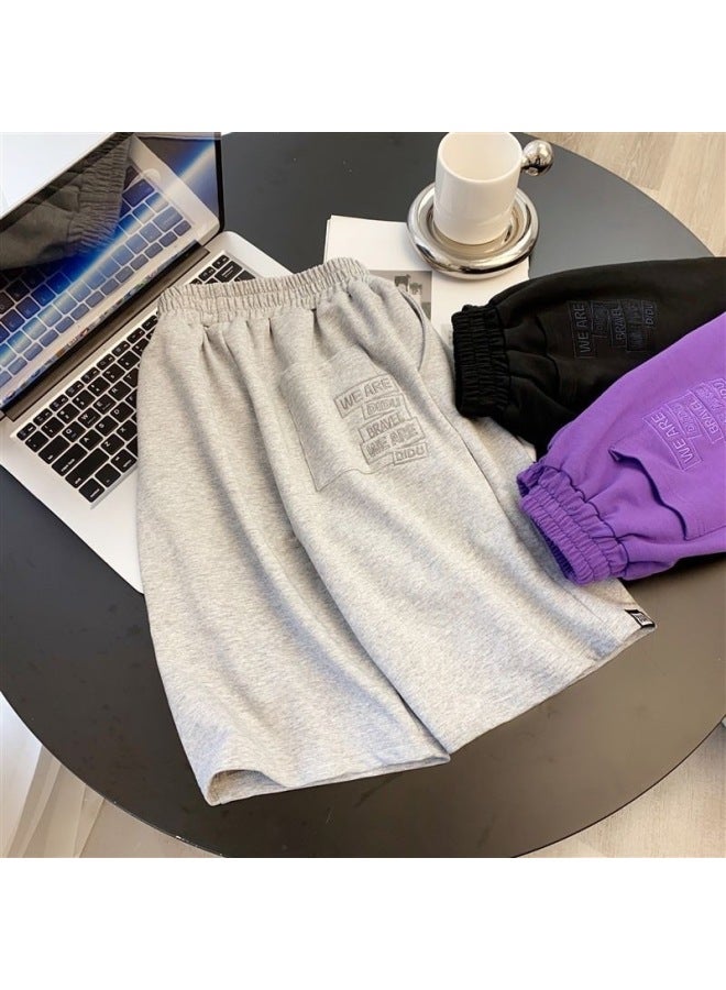 Boys' Summer Shorts Sports Pants Children's Sweatpants Knitted Mid-Length Pants Big Kids' Knee-Length Pants Boys' Trendy Casual Pants - Image 5
