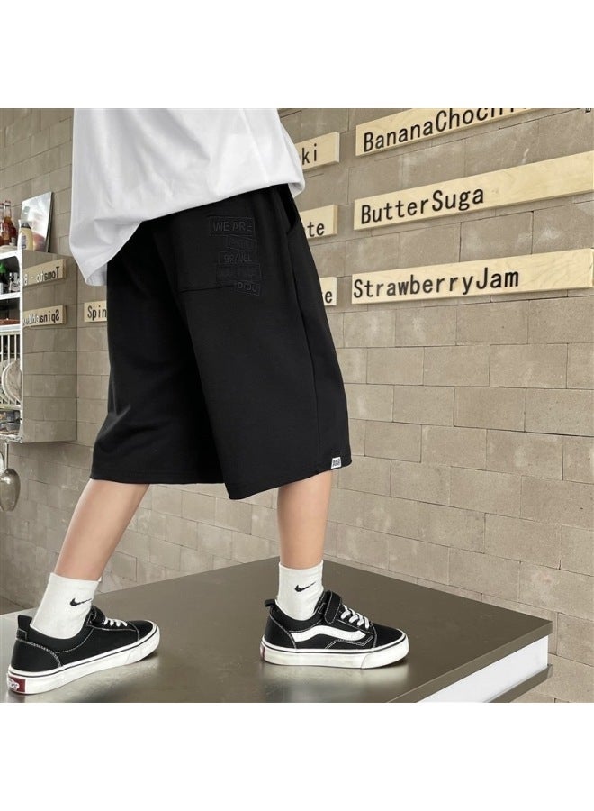Boys' Summer Shorts Sports Pants Children's Sweatpants Knitted Mid-Length Pants Big Kids' Knee-Length Pants Boys' Trendy Casual Pants - Image 3