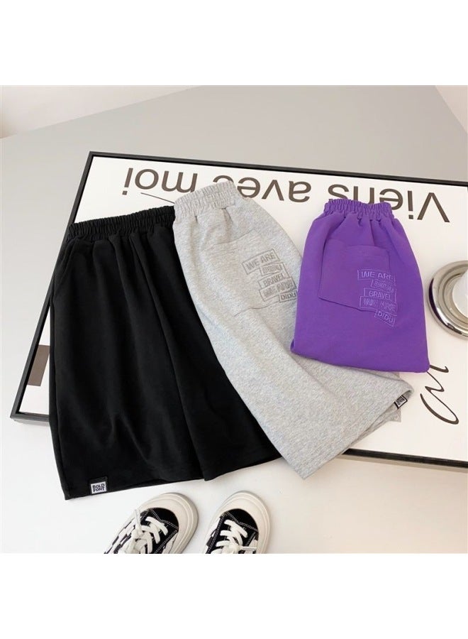 Boys' Summer Shorts Sports Pants Children's Sweatpants Knitted Mid-Length Pants Big Kids' Knee-Length Pants Boys' Trendy Casual Pants - Image 4