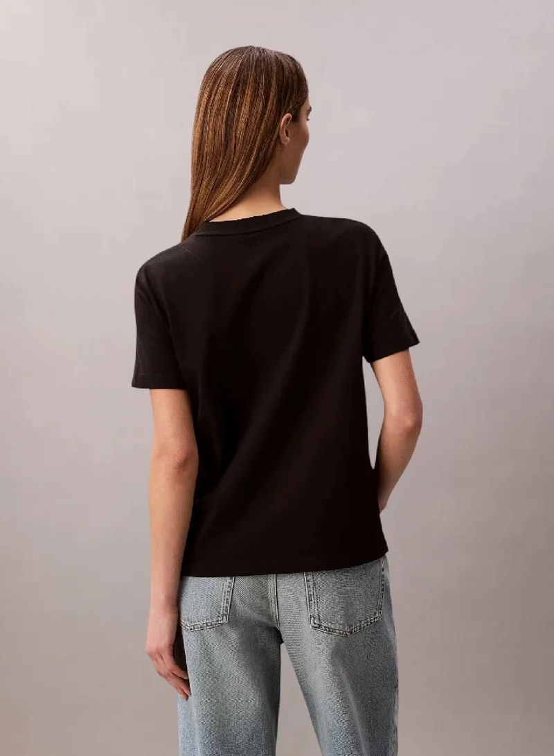 Calvin Klein Black Monogram Appliqué T-Shirt for Women | Best Price UAE