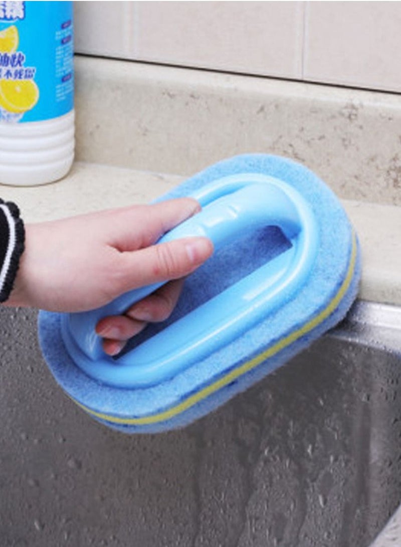 SYOSI Handles Sponge Brush Blue Soft Magic Sponge Eraser Cleaning Bathtub Ceramic Tile Cleaner Kitchen Tool Household Cleaning Brush - Thick and Durable Sponge Brush for Cleaning Bathroom/Kitchen - Image 4