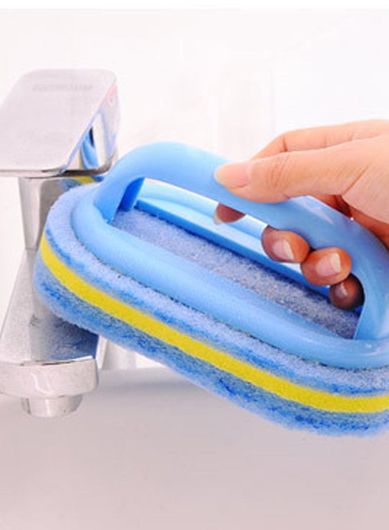 SYOSI Handles Sponge Brush Blue Soft Magic Sponge Eraser Cleaning Bathtub Ceramic Tile Cleaner Kitchen Tool Household Cleaning Brush - Thick and Durable Sponge Brush for Cleaning Bathroom/Kitchen - Image 2