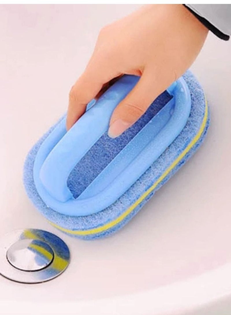 SYOSI Handles Sponge Brush Blue Soft Magic Sponge Eraser Cleaning Bathtub Ceramic Tile Cleaner Kitchen Tool Household Cleaning Brush - Thick and Durable Sponge Brush for Cleaning Bathroom/Kitchen - Image 5