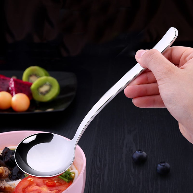 🍳 ملعقة شوربة من الفولاذ المقاوم للصدأ بمقبض طويل لتقديم النودلز والأطعمة للمطبخ والمطاعم - Image 5