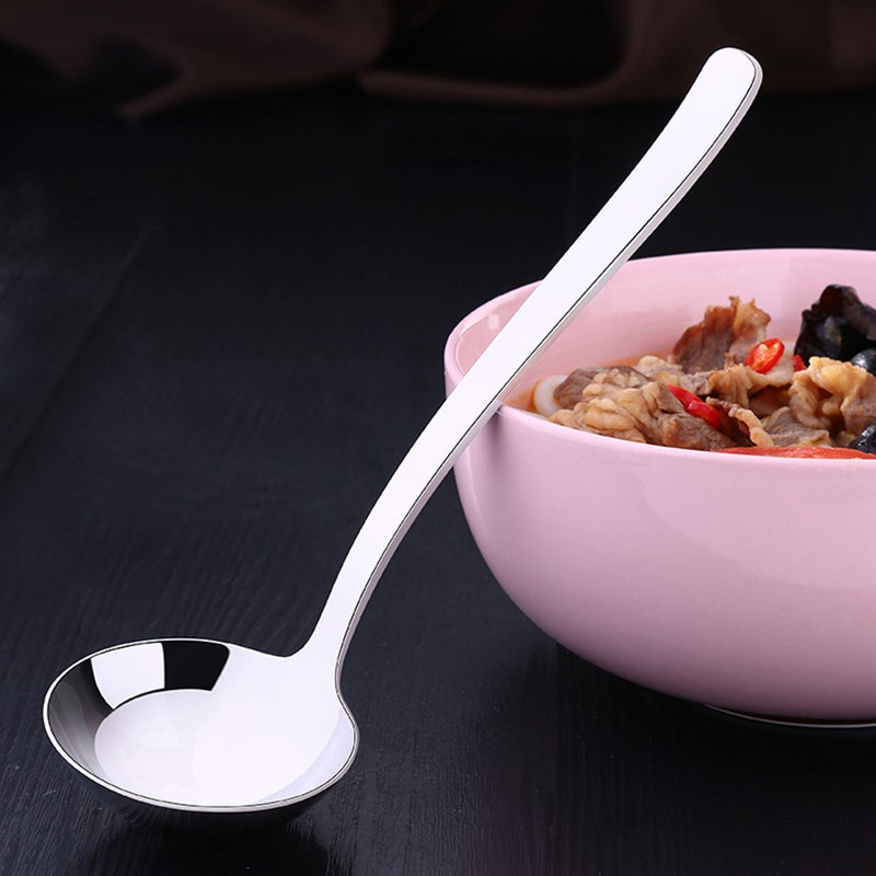 🍳 ملعقة شوربة من الفولاذ المقاوم للصدأ بمقبض طويل لتقديم النودلز والأطعمة للمطبخ والمطاعم - Image 4