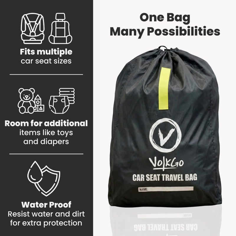 V VOLKGO Car Seat Travel Bag for Air Travel - Large Gate Check Bag for Airplane, Durable & Water-Resistant Protector with Pouch - Universal Size (Black) - Image 3