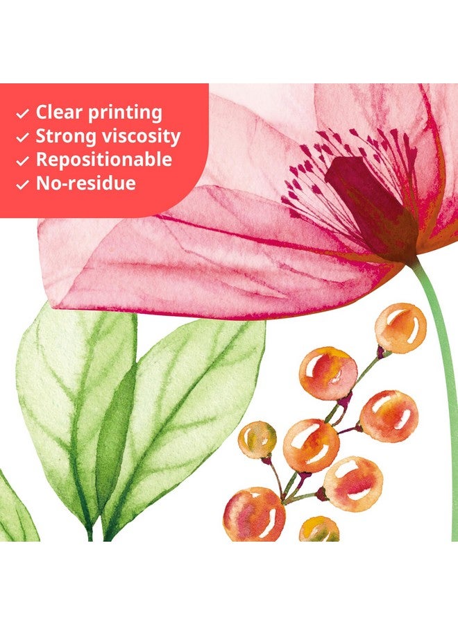 DECOWALL SG-2206 Light Pink X-ray Flowers Wall Stickers Decals Kids Peel and Stick Removable Nursery Room Floral Bedroom Living Peony Art décor Watercolor Butterfly Girls Decoration Rose Home DIY - Image 4