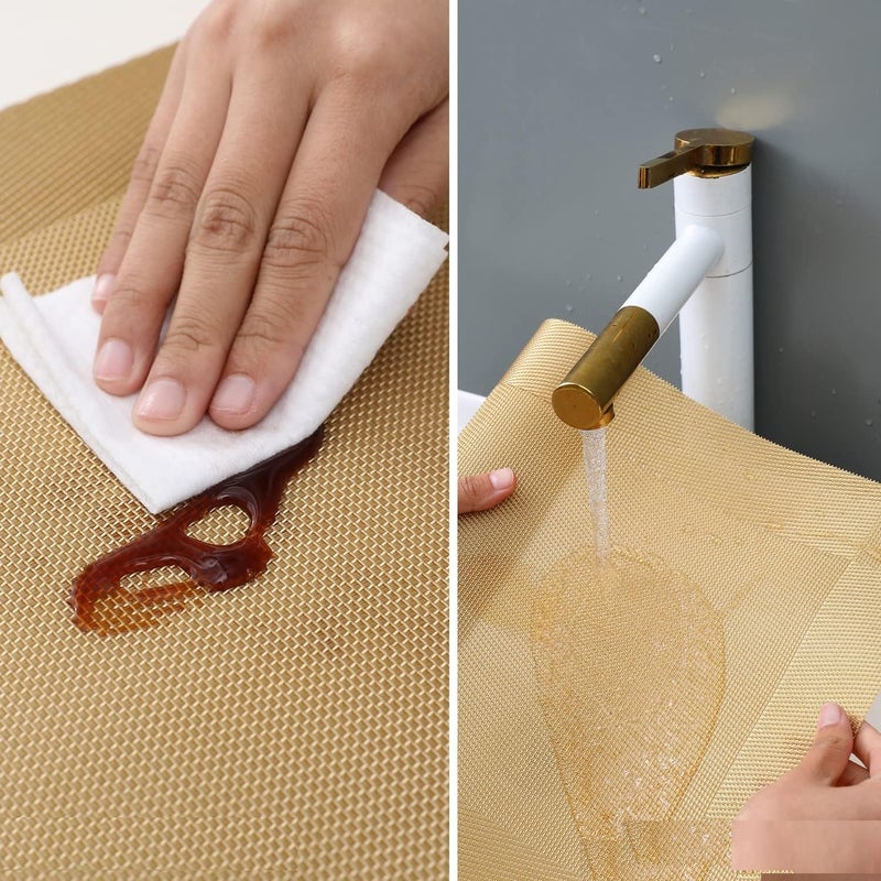 TASKHOUSE Table Runner 180X30cm Heat Resistant for Dining Room Table Oil Proof and Antiscalding Waterproof and Washable for Kitchen Party Home Dcor Gold1 - Image 4