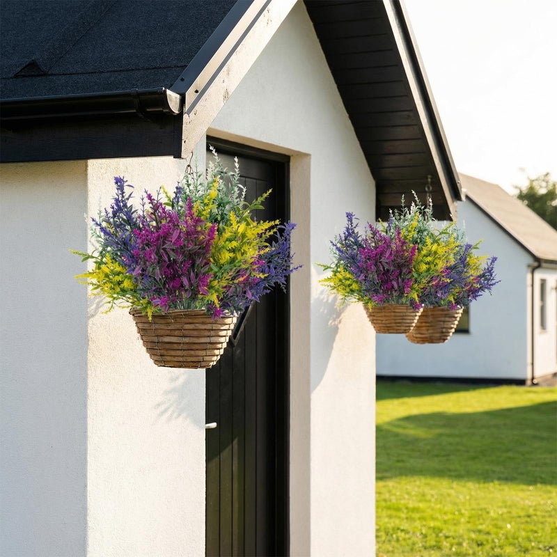 CLEANGOR 8 Bundles Artificial Flowers for Outdoors, Lavender Flowers Artificial, UV Resistant Artificial Outdoor Plants, for Spring Summer Garden, Porch, Patio, Window Box, Home Decoration (4 Color) - Image 5