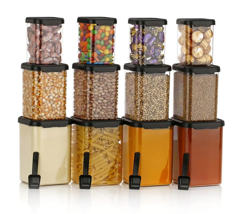 flymore Airtight Containers Set For Kitchen Storage And Containers Box For Pantry Organization And Container For Kitchen Storage, Set of 12 - (350ml+650ml+950ml) - Image 1