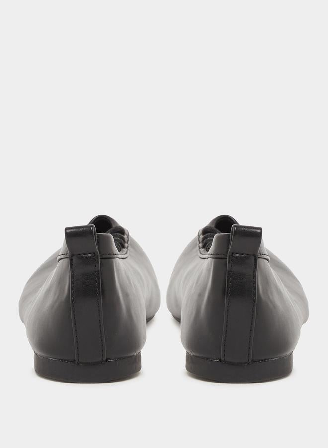 Styli Panelled Lace Vamp Ballerina Shoes with Back Pull Tab - Image 5