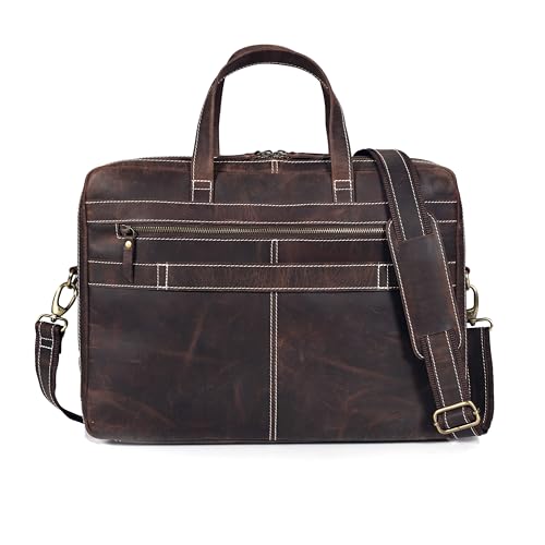 HLC Full Grain italian Leather Briefcase for Men Top Choice Gifts Handcrafted Laptop Bag with Multiple Compartments (Brown, 16 inch) - Image 3