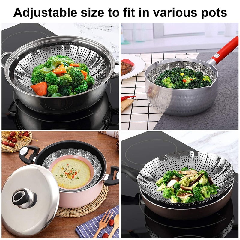 DHAVL Stainless Steel Vegetable Fruit Steamer Punching Food Drain Bowl Basket Stainless Steel Steamer Steamer Basket23 CM - Image 4