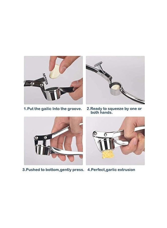 مفرمة ثوم وزنجبيل من الفولاذ المقاوم للصدأ، عصارة مقشرة، فضي، Garlicpresser01  - Image 2