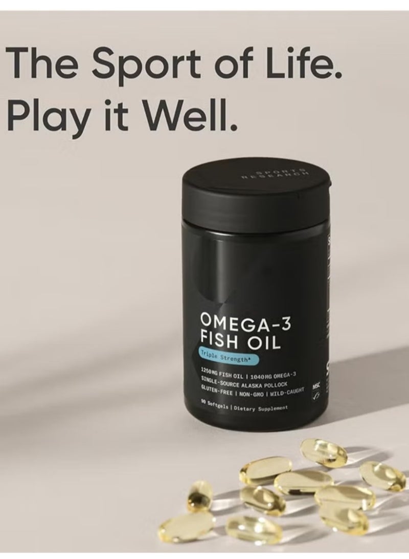 أوميغا ألاسكا المصدر الفريد عالية النقاء: كبسولات زيت السمك الأوميجا 3 ثلاثة أضعاف القوة | كل كبسولة تحتوي على 1040 ملغ خلاصة زيت السمك من البحار العميقة، 1250 ملغ زيت سمك إجمالي، 90 كبسولة، مُكمّلة غذائية خالية من الغلوتين وغير المعدلة وراثيًا. - Image 2