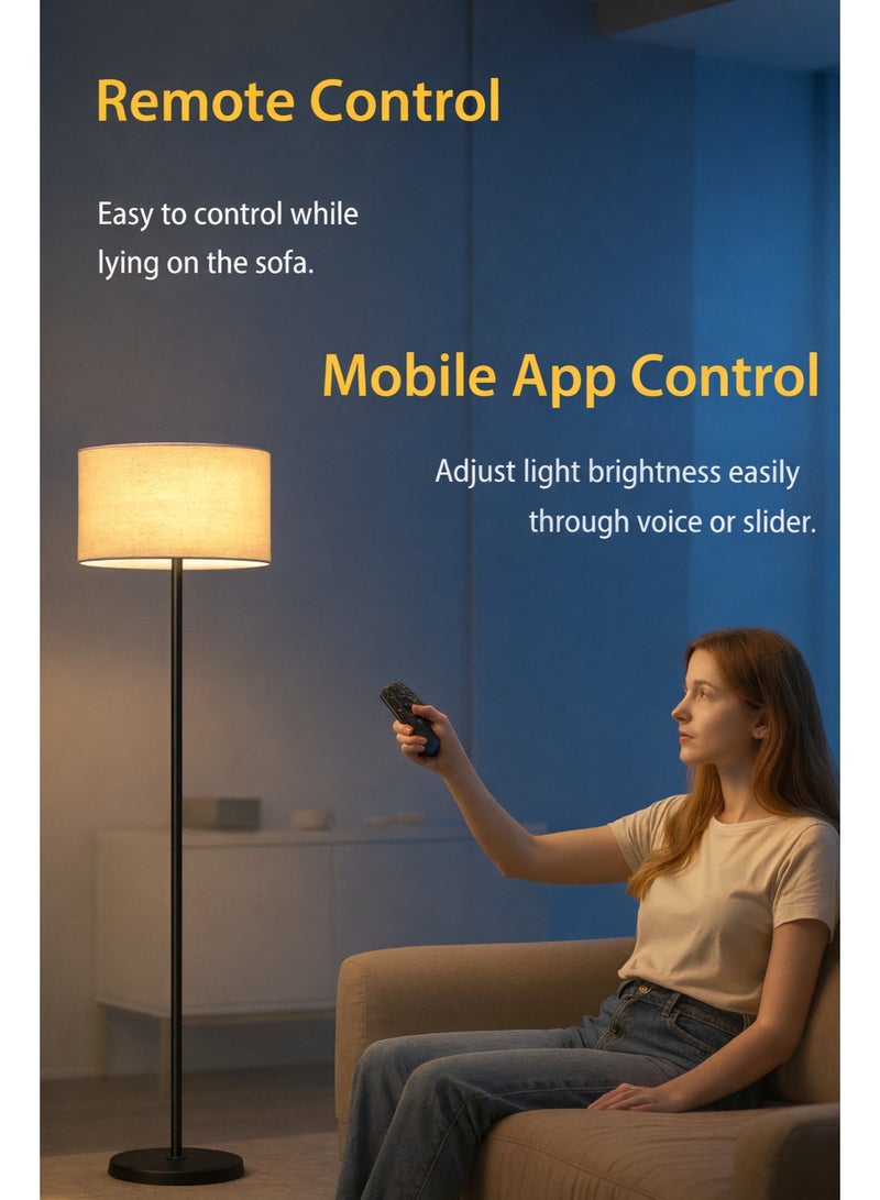 Fullight Modern Floor Lamp with Remote & App Control, Stepless Dimming & Adjustable Color Temperature, 12W LED, Stable Base, 148×30 cm, Ideal for Living Room, Bedroom, and Office - Image 2