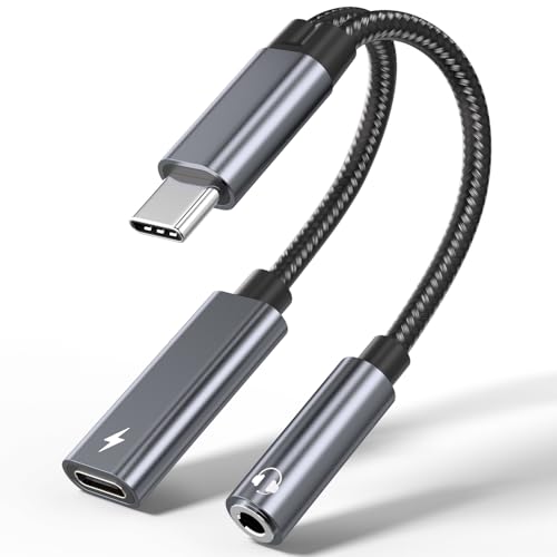 Mxcudu USB C to 3.5mm Headphone and Charger Adapter, 2 in 1 USB C to Aux Audio Adapter & 60W Fast Charging Dongle Compatible with iPhone 17Pro Max/16/15, Galaxy S25/S24/S23/S23FE, Pixel 9/8, iPad Pro - Image 1