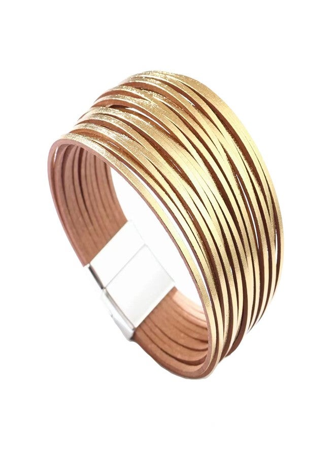 KunBead Women Gold Leather Wrap Bracelets Braided Handmade Bohemian Multilayer Bracelet Wristband Cuff Birthday Jewelry - Image 1