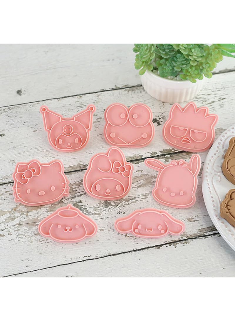 Cute Cookie Cutter Set,8 Cartoon Pieces With Embossed Pattern,3D Fun Cookie Cutter Set,DIY Baking Cake Fondant Pastry Baking Supplies - Image 2