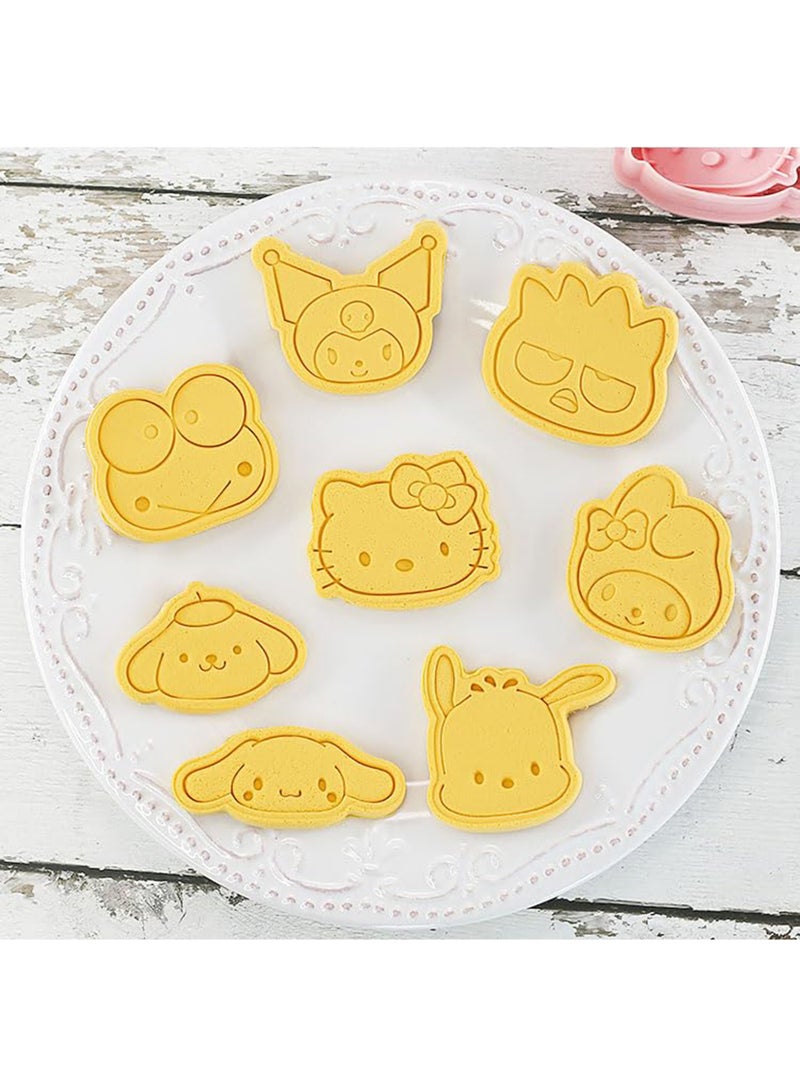Cute Cookie Cutter Set,8 Cartoon Pieces With Embossed Pattern,3D Fun Cookie Cutter Set,DIY Baking Cake Fondant Pastry Baking Supplies - Image 5