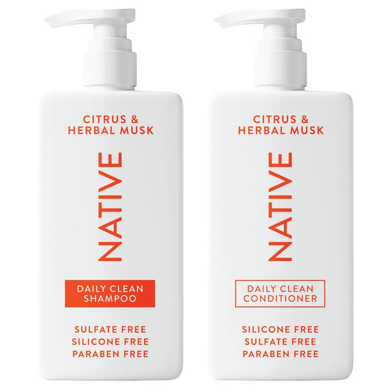 Native Shampoo and Conditioner contain Naturally Derived Ingredients | All Hair Types, Color & Treated, Fine to Dry Damaged | Sulfate & Dye Free | Citrus & Herbal Musk, 16.5 fl oz each (2 pack) - Image 1