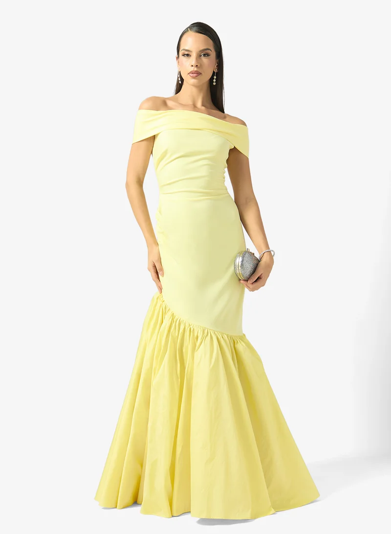 Namshi X  Asymmetric Neck Memaid Cut Gown for Women | Best Price UAE