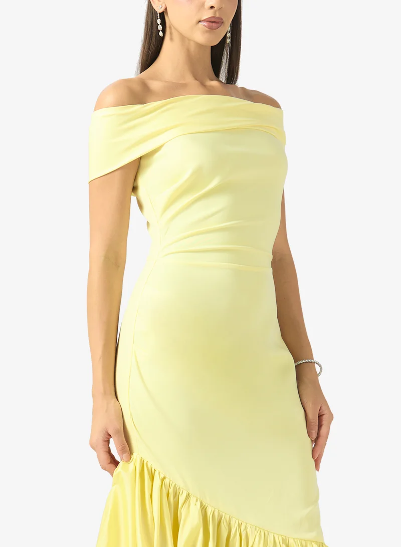 Namshi X  Asymmetric Neck Memaid Cut Gown for Women | Best Price UAE