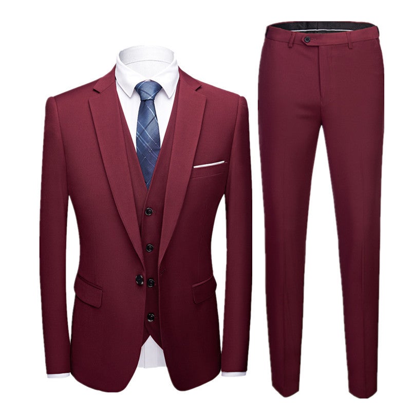 Men'S Groom Suit Three-Piece Korean Slim-Fit Casual Work Suit Men'S Suit - Image 1