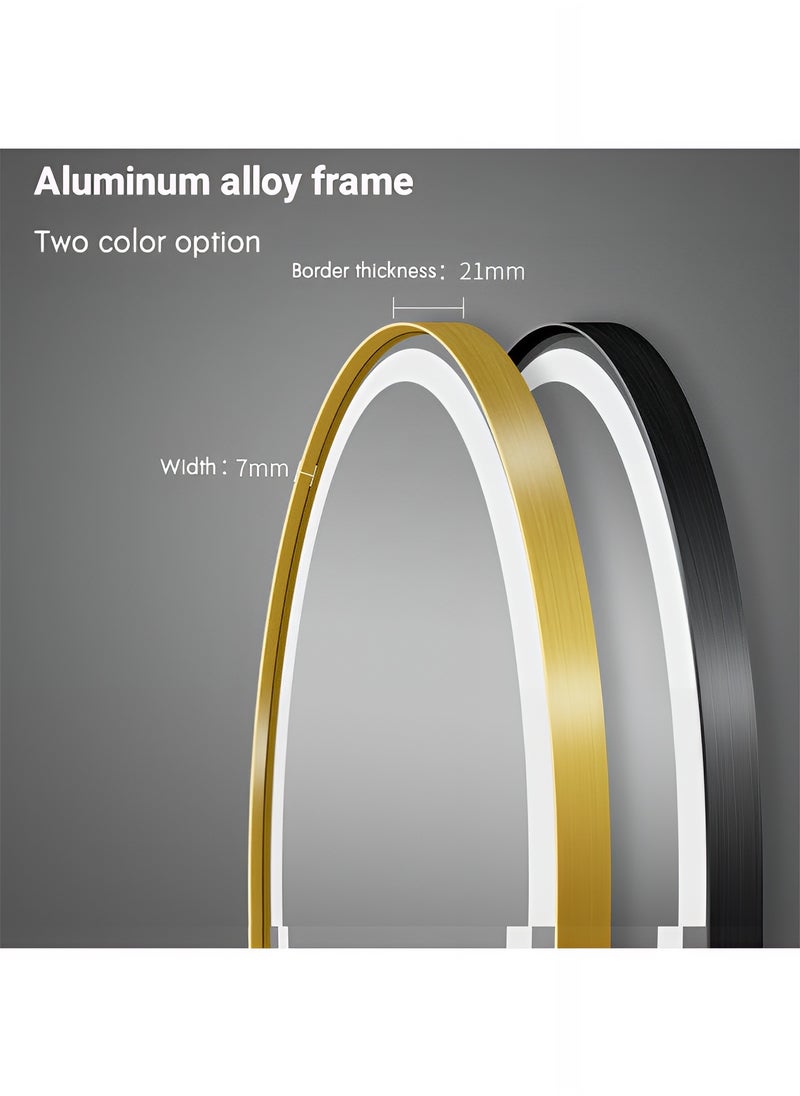 Taimi - Pack Of 2 Round Mirror with Gold Aluminum Frame and Touch LED Front Light, Bathroom Wall Mirror with 3 Light Colors, Wall Mounted Makeup Mirror for Dressing Table - 80cm - Image 1