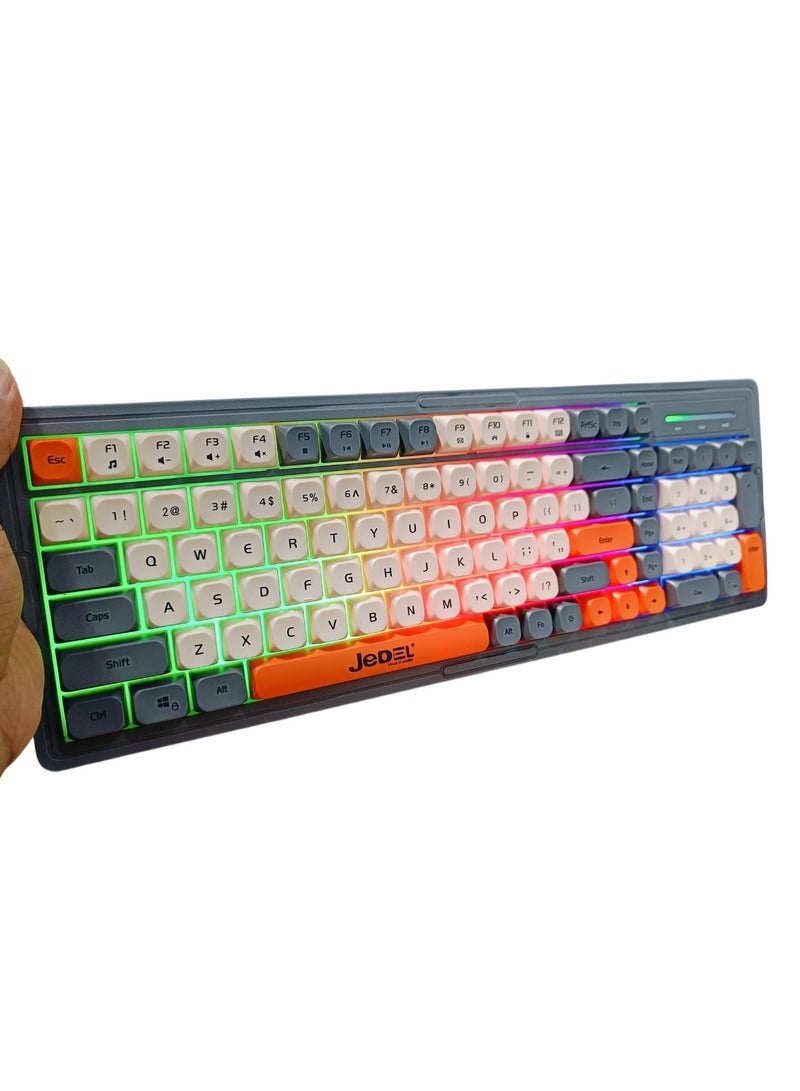 JeDEL K32 RGB Multimedia Keyboard Silent Wired USB (Arabic/English key) – RGB backlit effects With Side Lighting – Waterproof 104 BPT keys For Gaming/Business/PC/Win - Image 2