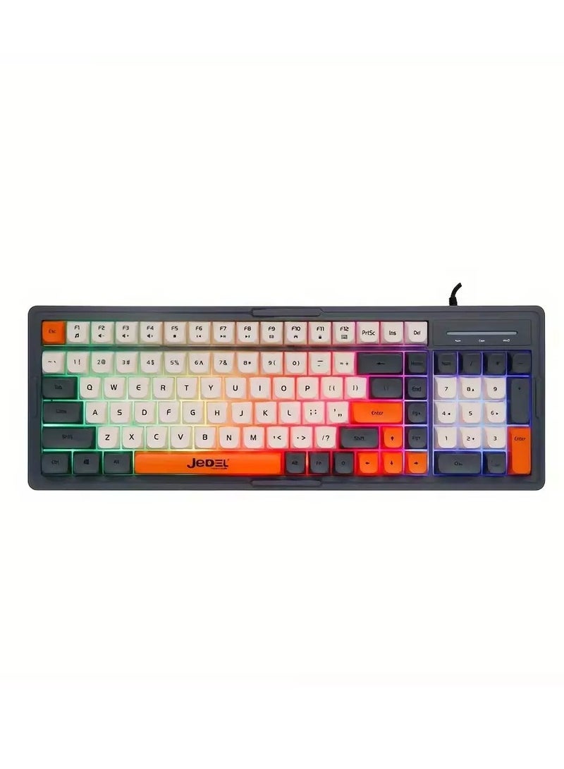 JeDEL K32 RGB Multimedia Keyboard Silent Wired USB (Arabic/English key) – RGB backlit effects With Side Lighting – Waterproof 104 BPT keys For Gaming/Business/PC/Win - Image 4