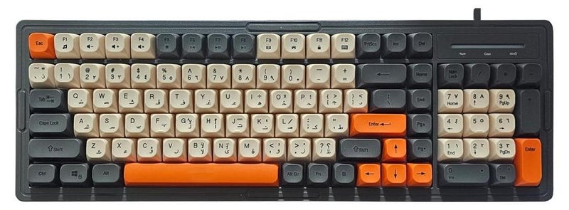 جي ديل لوحة مفاتيح متعددة الوسائط K32 RGB صامتة سلكية USB (مفتاح عربي/إنجليزي) - تأثيرات إضاءة خلفية RGB مع إضاءة جانبية - مقاومة للماء 104 مفاتيح BPT للألعاب/الأعمال/الكمبيوتر الشخصي/ويندوز - Image 1