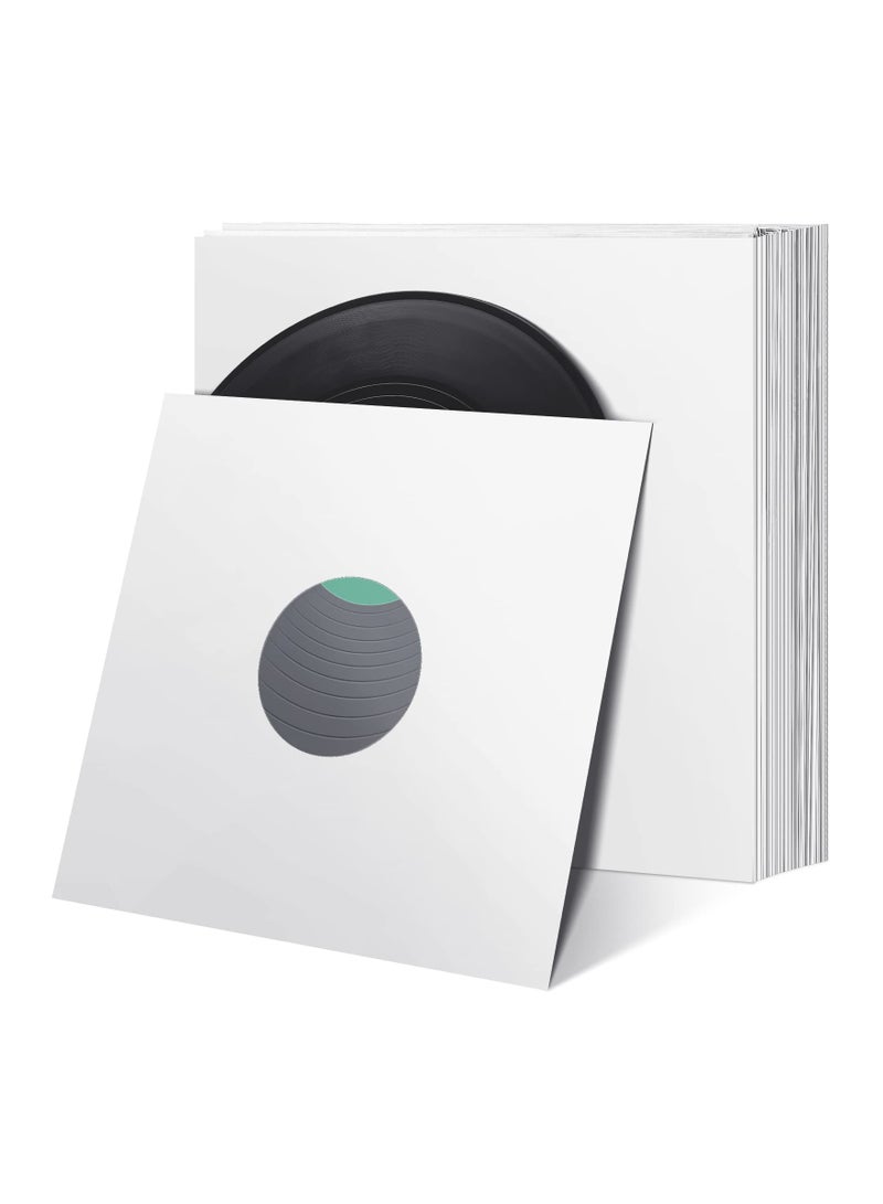 40 Pack of 12-Inch Vinyl Record Sleeves - Blank Album Jackets, Paper Poly Inner Sleeves, Square Blank Covers for Vinyl Record Collection Storage and Decoration (White) - Image 1