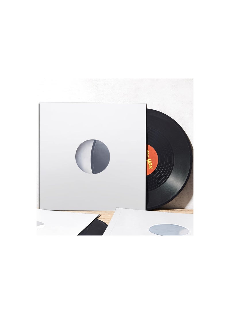 40 Pack of 12-Inch Vinyl Record Sleeves - Blank Album Jackets, Paper Poly Inner Sleeves, Square Blank Covers for Vinyl Record Collection Storage and Decoration (White) - Image 2