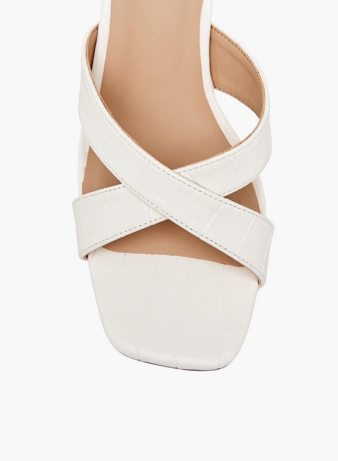 Flora Bella By Shoexpress Women's Textured Cross Strap Slip-on Sandals with Kitten Heels  - Image 4