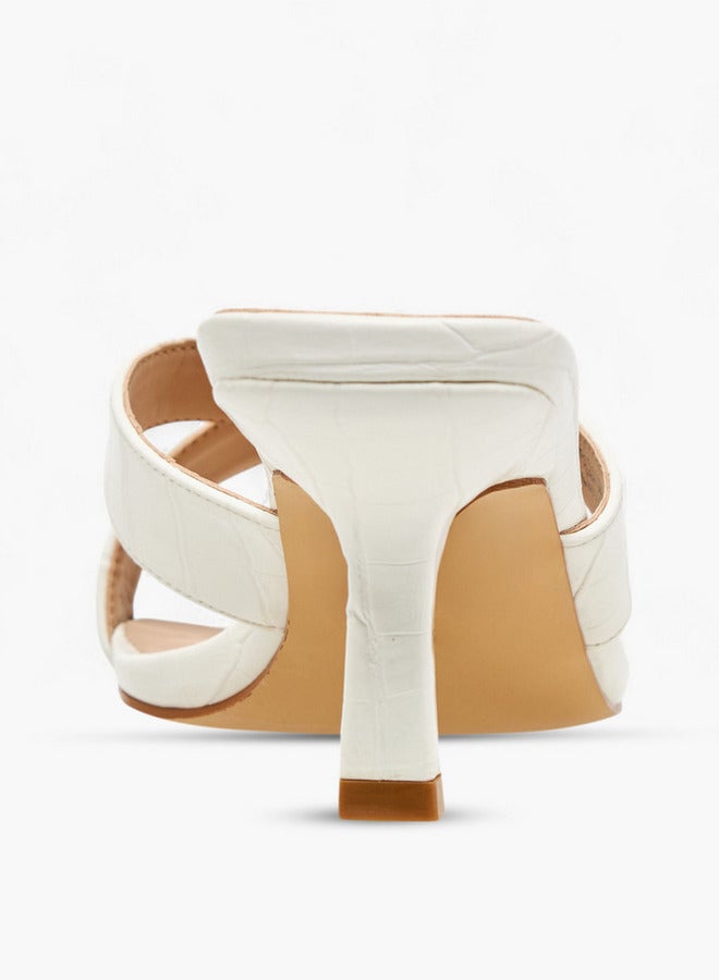 Flora Bella By Shoexpress Women's Textured Cross Strap Slip-on Sandals with Kitten Heels  - Image 5